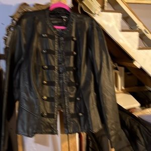 Torrid faux leather jacket military cut bounced breast gold tone buttons